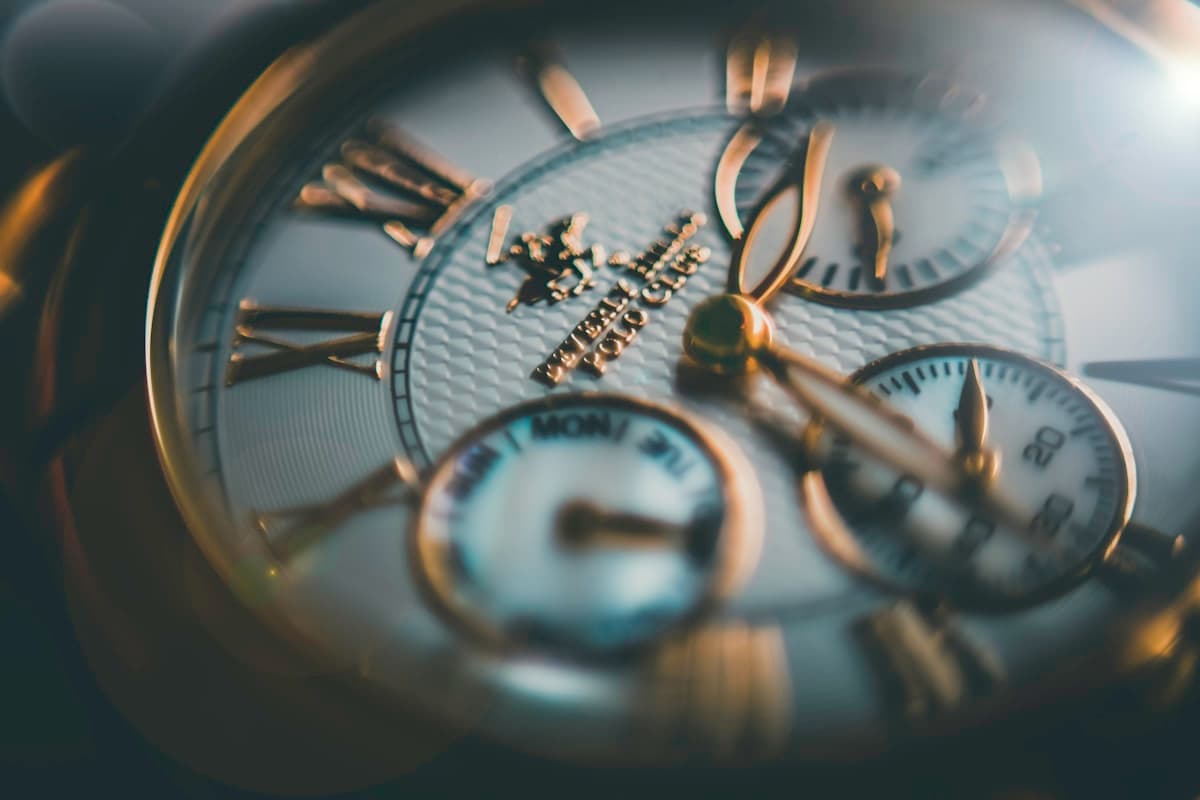 A chronograph dial in close-up
